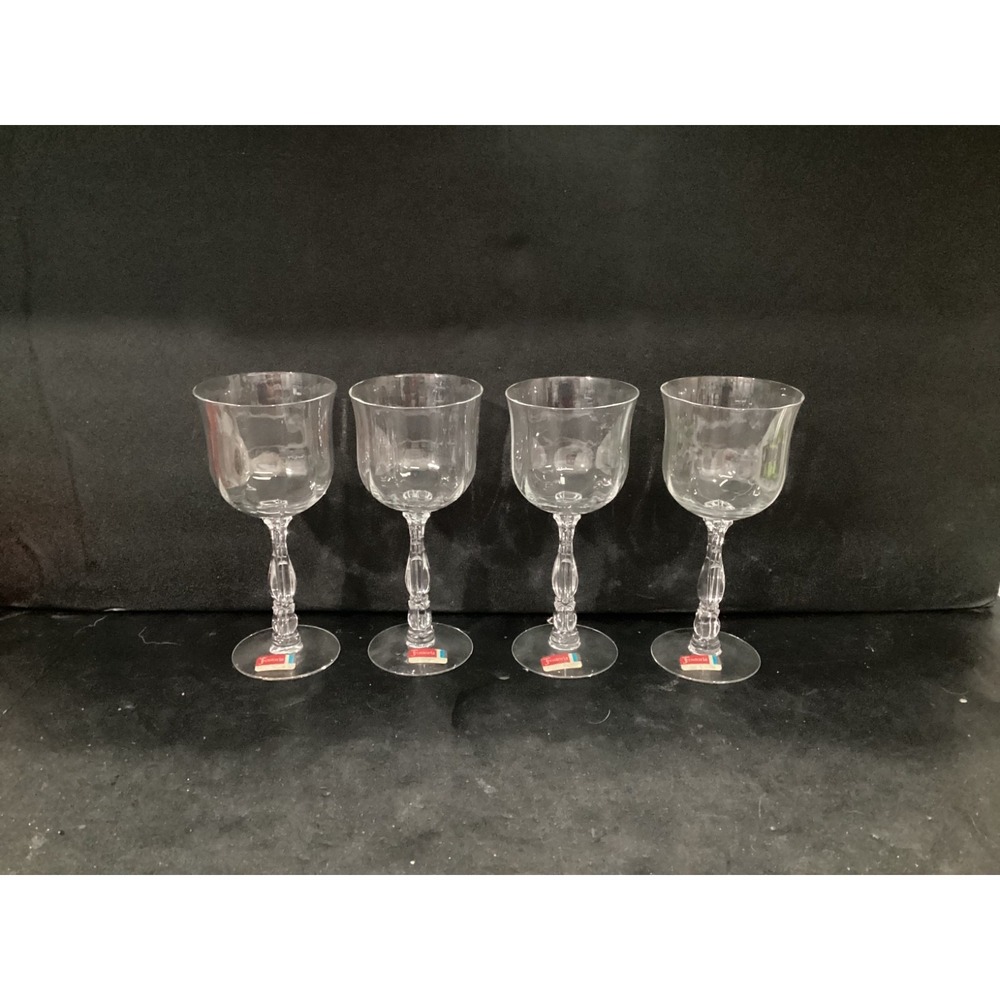 Fostoria Crystal Cellini Loop Optic Iced Tea Glasses Goblets Set of 4